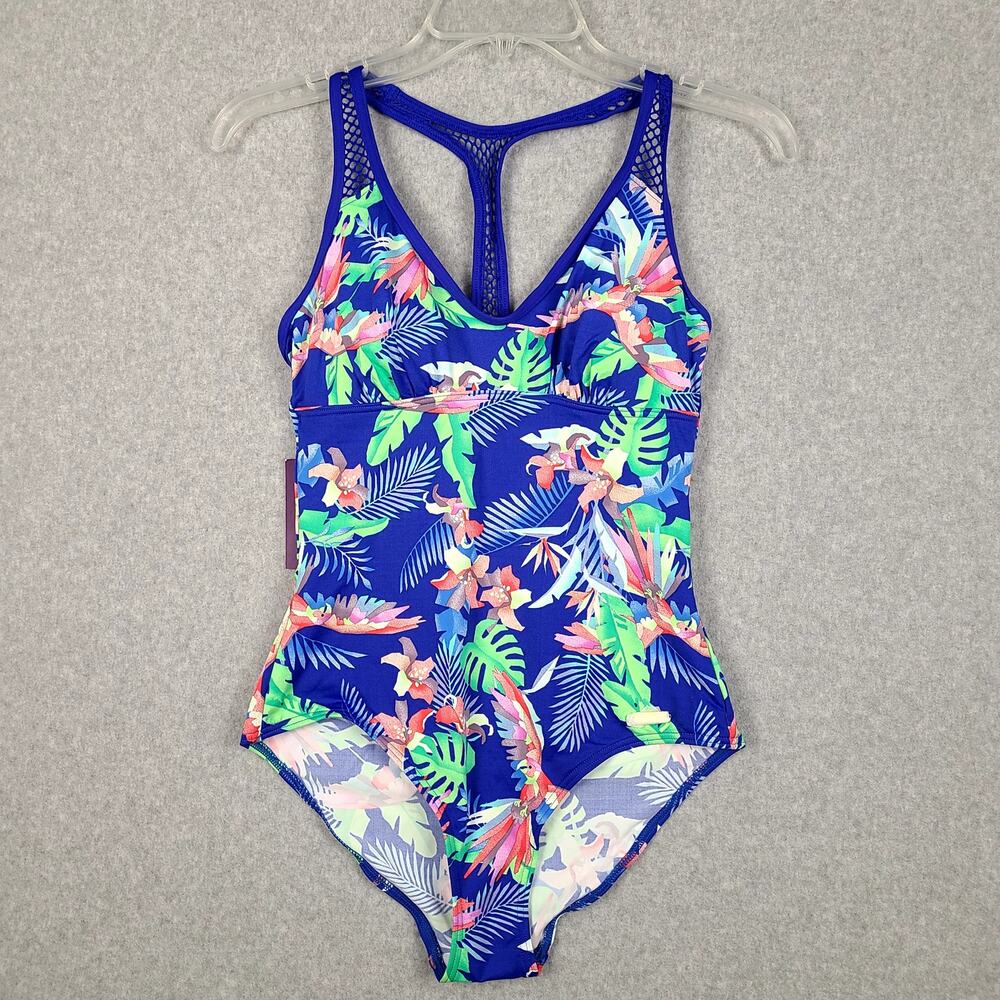 NWT Sunseeker Australia One Piece Swimsuit Tropical Parrot Print Blue Multi Sz 6